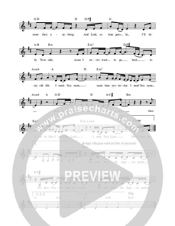 I Need You More Lead Sheet Melody (REVERE)