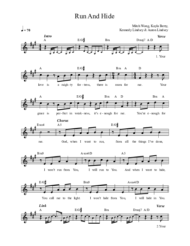 Run And Hide Lead Sheet Melody (REVERE)