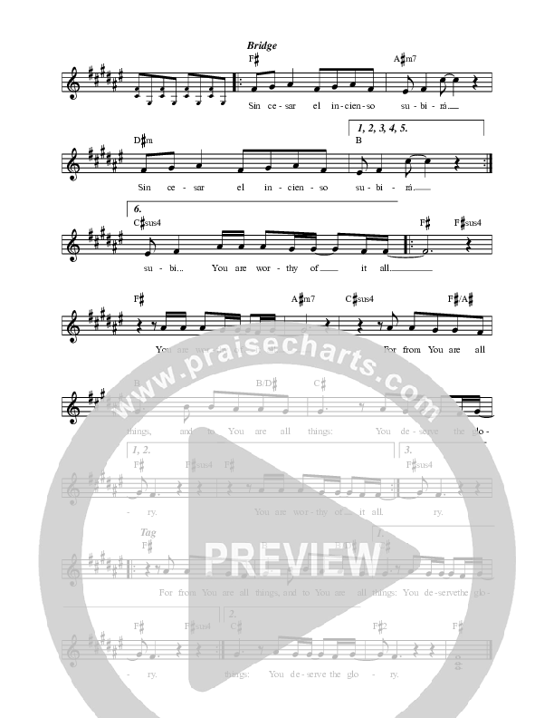 Worthy Of It All / Digno De Adorar Lead Sheet Melody (REVERE)