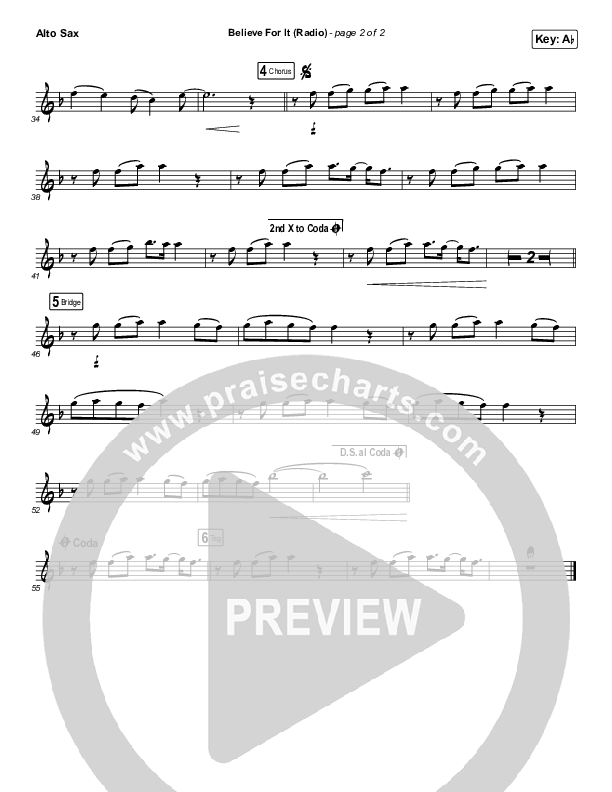 Believe For It (Instrument Solo) Alto Sax Solo (CeCe Winans)