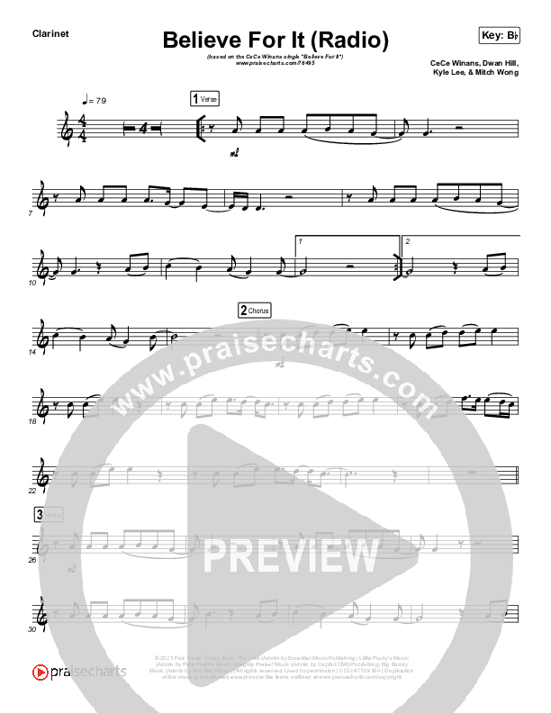 Believe For It (Instrument Solo) Clarinet Solo (CeCe Winans)