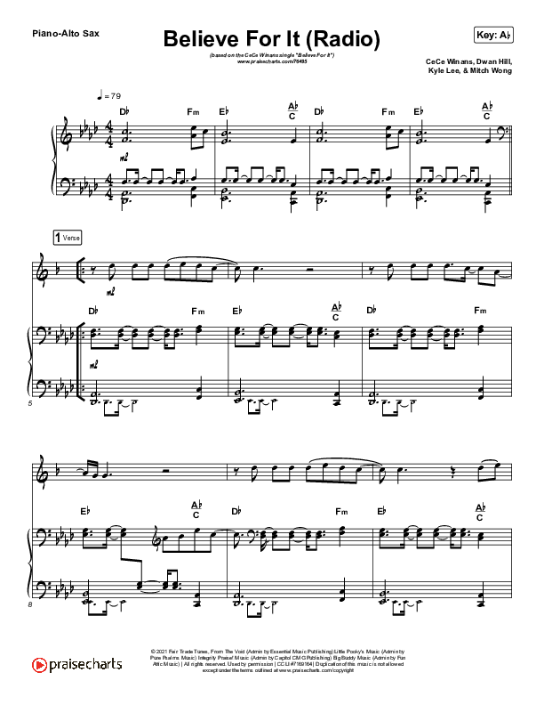 Believe For It (Instrument Solo) Piano/Alto Sax (CeCe Winans)
