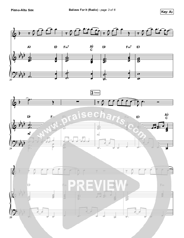 Believe For It (Instrument Solo) Piano/Alto Sax (CeCe Winans)