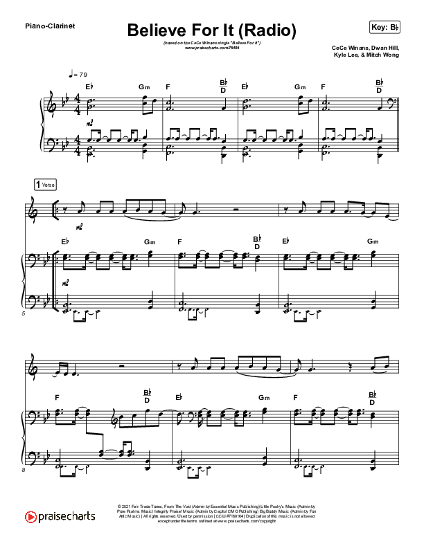Believe For It (Instrument Solo) Piano/Clarinet (CeCe Winans)