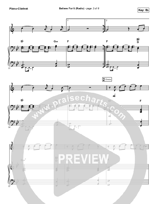 Believe For It (Instrument Solo) Piano/Clarinet (CeCe Winans)