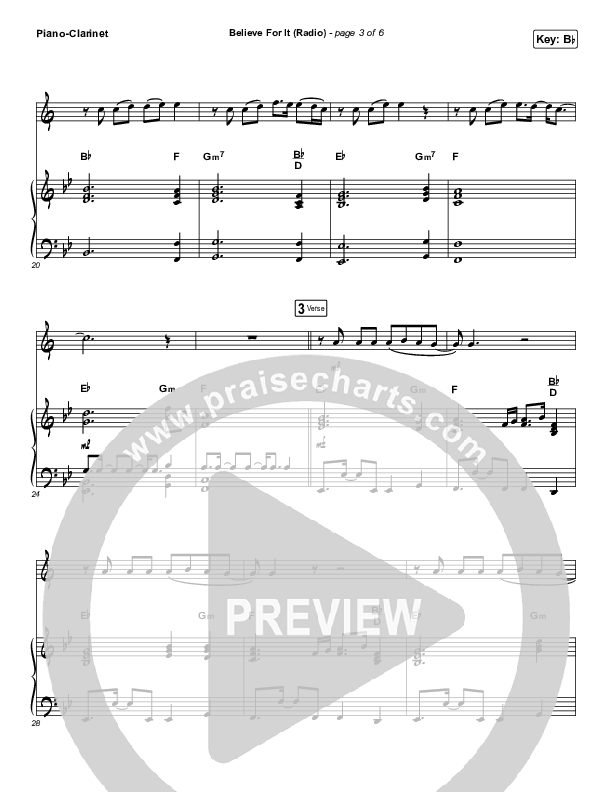 Believe For It (Instrument Solo) Piano/Clarinet (CeCe Winans)