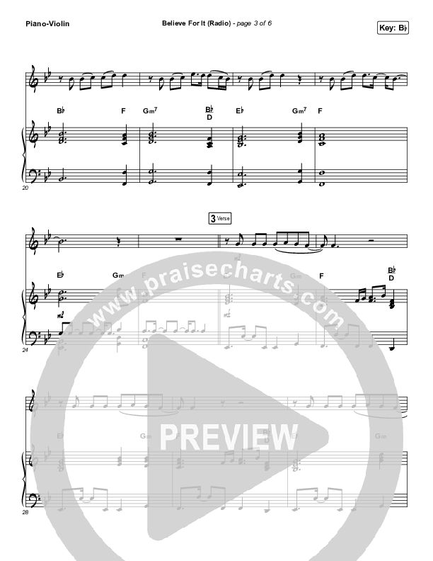 Believe For It (Instrument Solo) Violin & Piano (CeCe Winans)