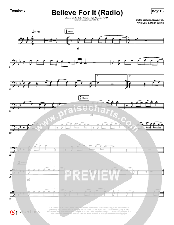 Believe For It (Instrument Solo) Trombone Solo (CeCe Winans)