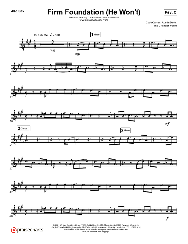Firm Foundation (He Won't) (Instrument Solo) Alto Sax Solo (Cody Carnes)