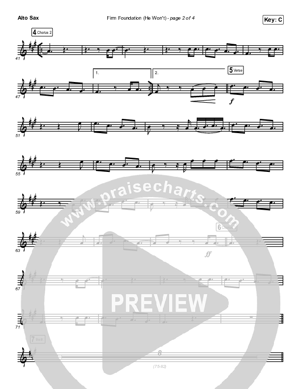 Firm Foundation (He Won't) (Instrument Solo) Alto Sax Solo (Cody Carnes)