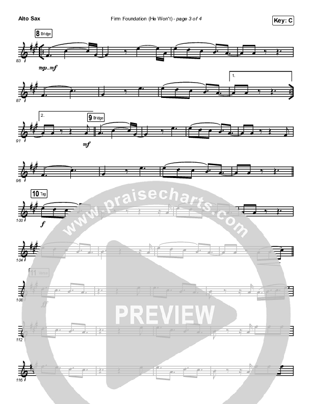 Firm Foundation (He Won't) (Instrument Solo) Alto Sax Solo (Cody Carnes)
