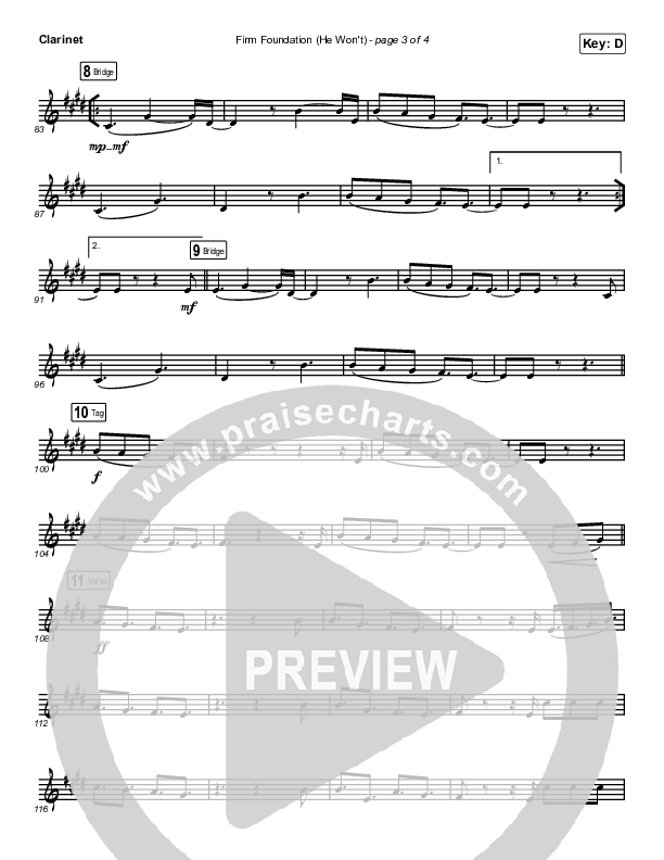 Firm Foundation (He Won't) (Instrument Solo) Clarinet Solo (Cody Carnes)