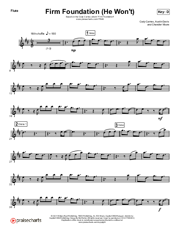 Firm Foundation (He Won't) (Instrument Solo) Flute Solo (Cody Carnes)