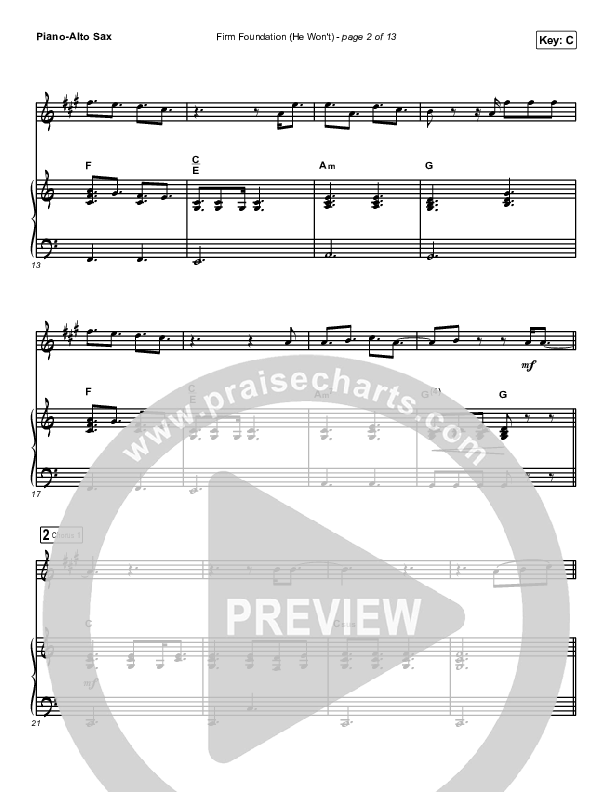 Firm Foundation (He Won't) (Instrument Solo) Alto Sax & Piano (Cody Carnes)