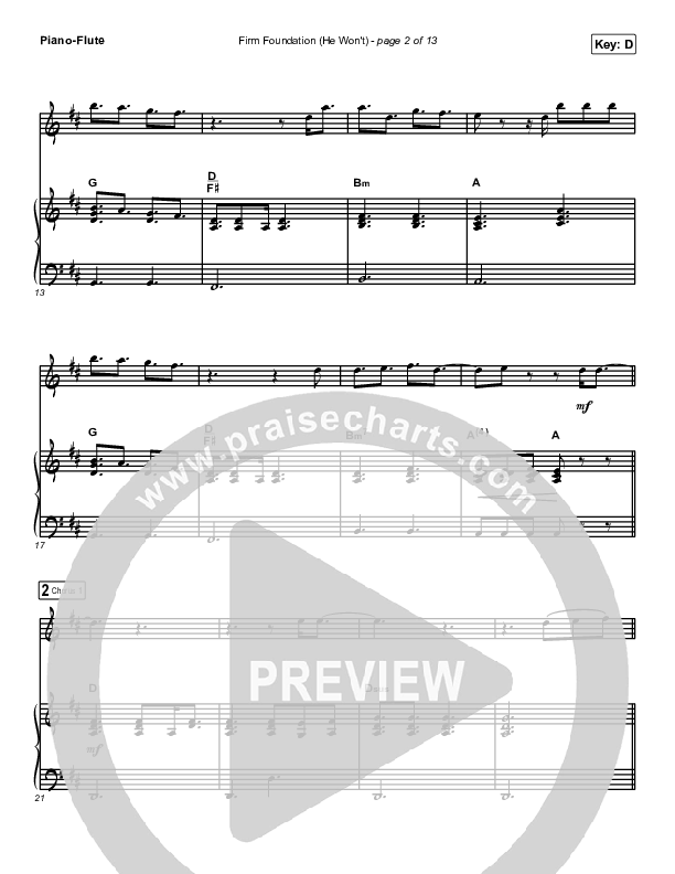 Firm Foundation (He Won't) (Instrument Solo) Piano/Flute (Cody Carnes)