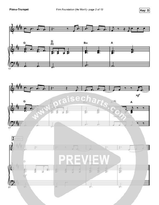 Firm Foundation (He Won't) (Instrument Solo) Piano/Trumpet (Cody Carnes)