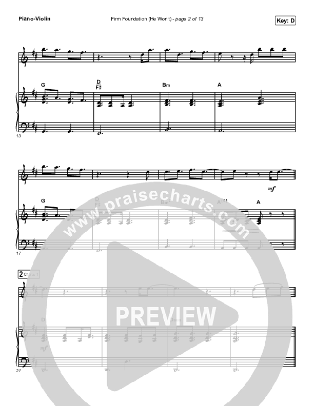 Firm Foundation (He Won't) (Instrument Solo) Violin & Piano (Cody Carnes)