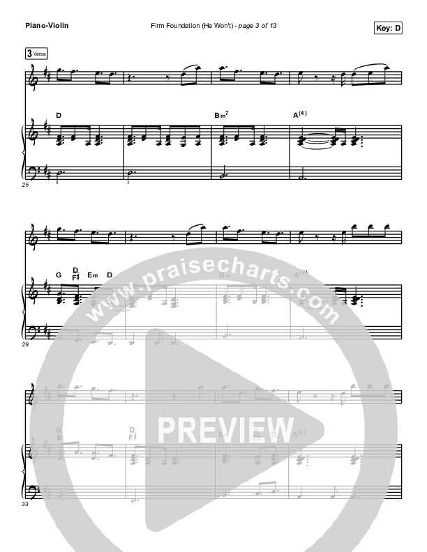 Firm Foundation (He Won't) (Instrument Solo) Violin & Piano (Cody Carnes)