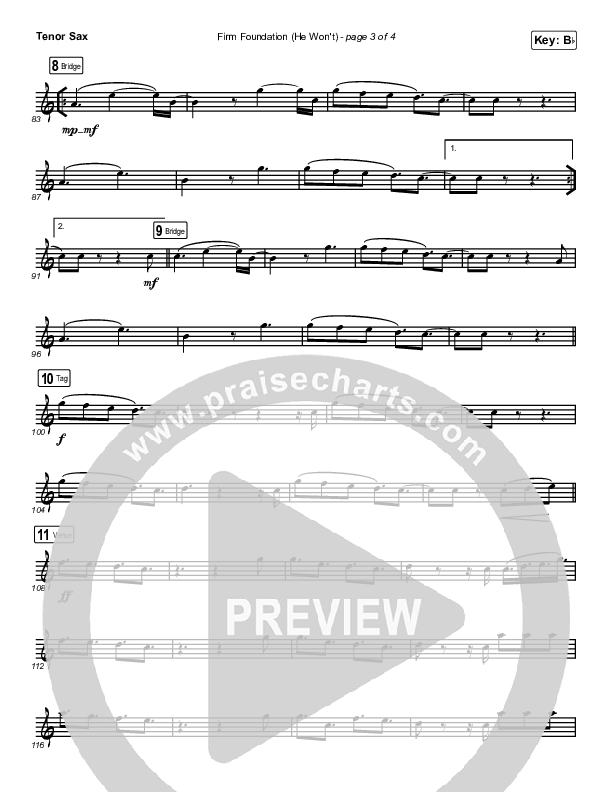 Firm Foundation (He Won't) (Instrument Solo) Tenor Sax Solo (Cody Carnes)