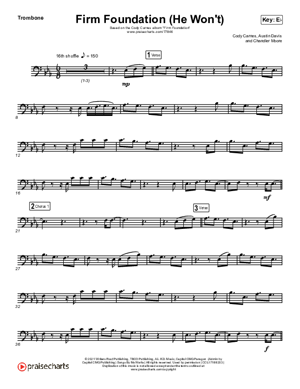 Firm Foundation (He Won't) (Instrument Solo) Trombone Solo (Cody Carnes)