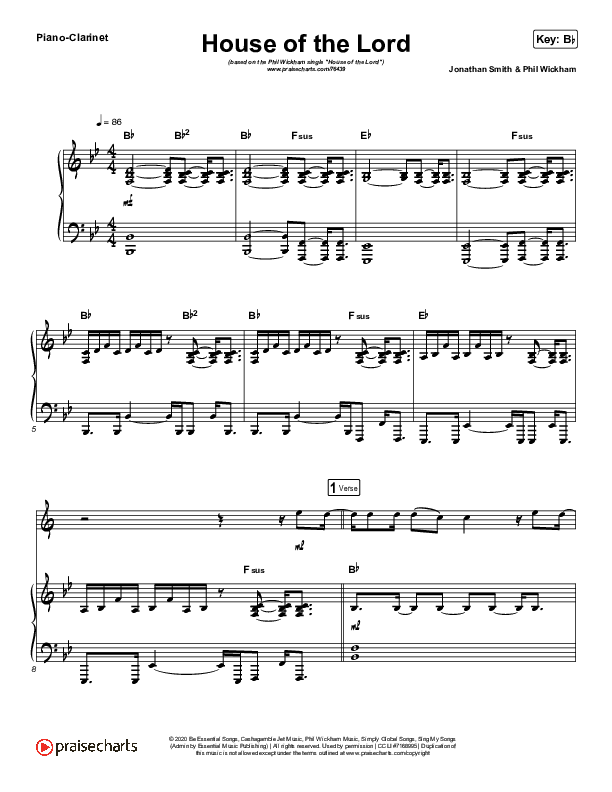 House Of The Lord (Instrument Solo) Piano/Clarinet (Phil Wickham)