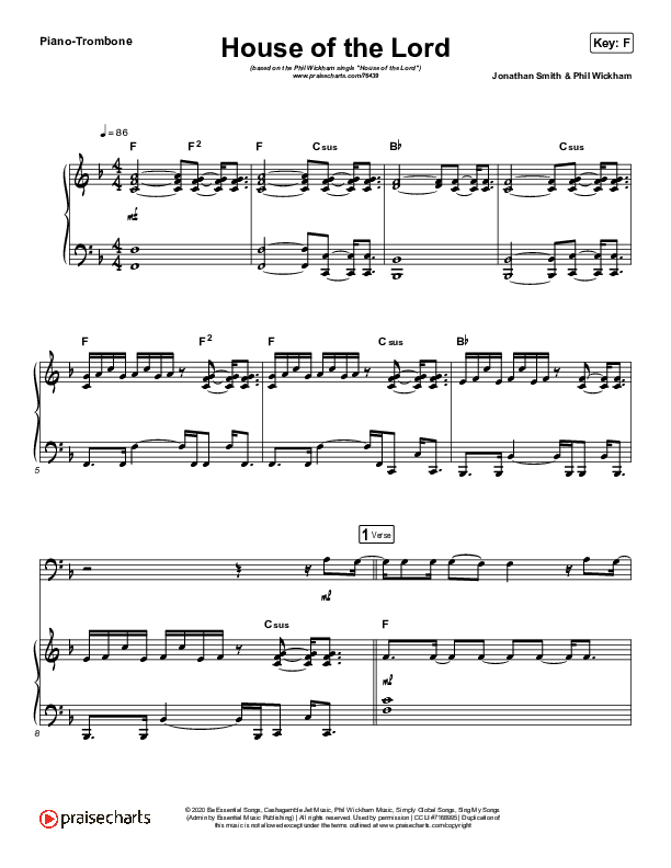 House Of The Lord (Instrument Solo) Piano/Trombone (Phil Wickham)