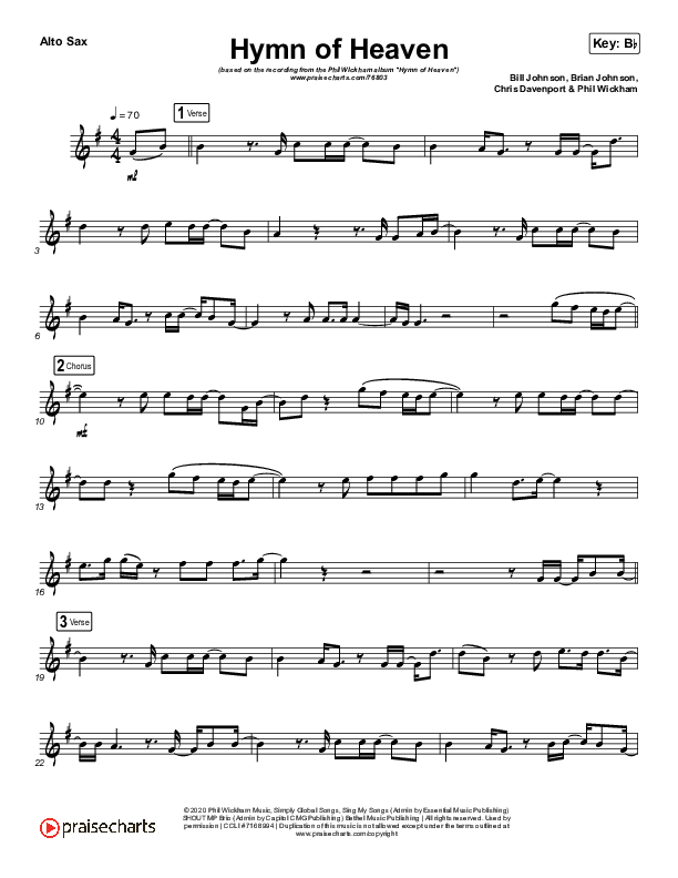 Hymn Of Heaven (Instrument Solo) Alto Sax Solo (Phil Wickham)