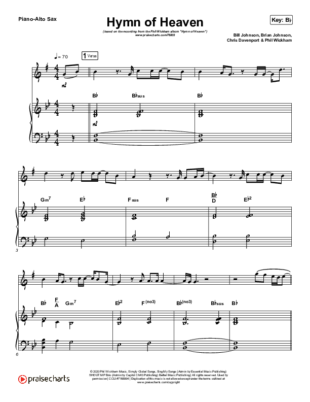 Hymn Of Heaven (Instrument Solo) Piano/Alto Sax (Phil Wickham)