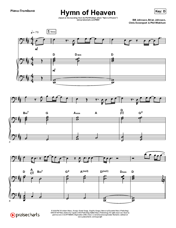 Hymn Of Heaven (Instrument Solo) Piano/Trombone (Phil Wickham)