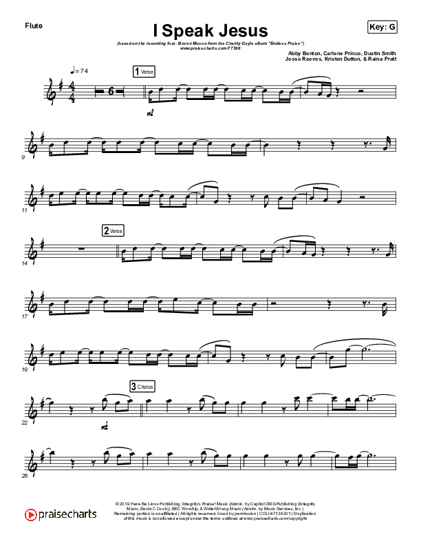 I Speak Jesus (Instrument Solo) Flute Solo (Charity Gayle / Steven Musso)