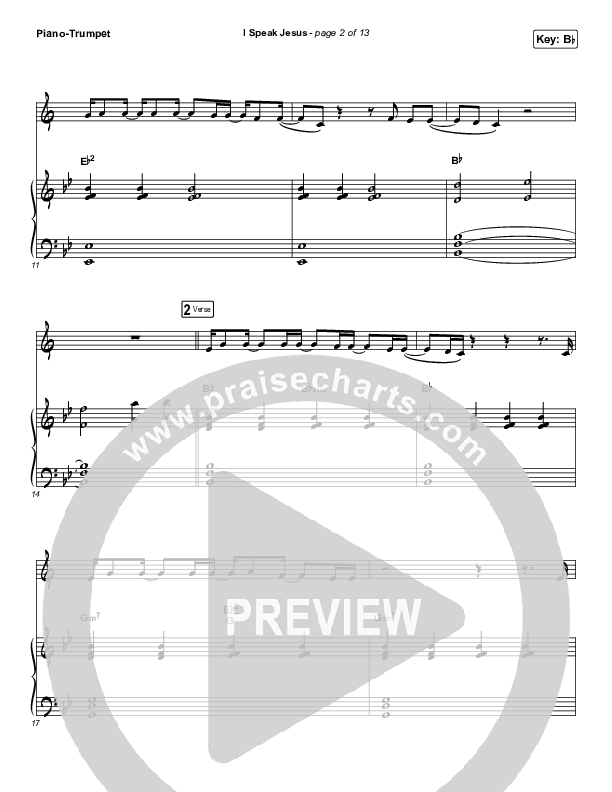 I Speak Jesus (Instrument Solo) Trumpet & Piano (Charity Gayle / Steven Musso)