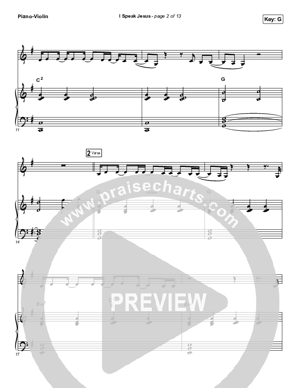 I Speak Jesus (Instrument Solo) Piano/Violin (Charity Gayle / Steven Musso)