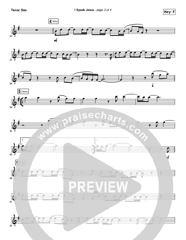 I Speak Jesus (Instrument Solo) Tenor Sax Solo (Charity Gayle / Steven Musso)