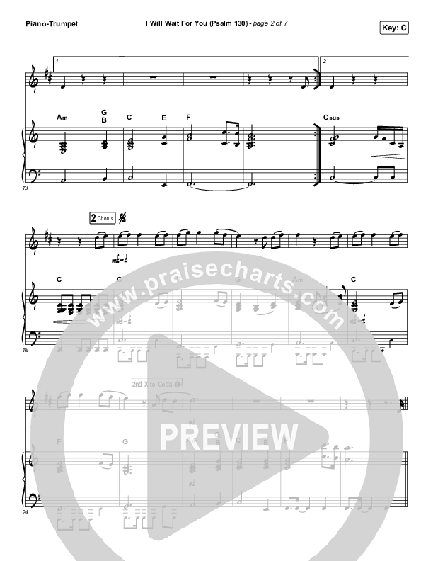 I Will Wait For You (Psalm 130) (Instrument Solo) Trumpet & Piano (Shane & Shane)