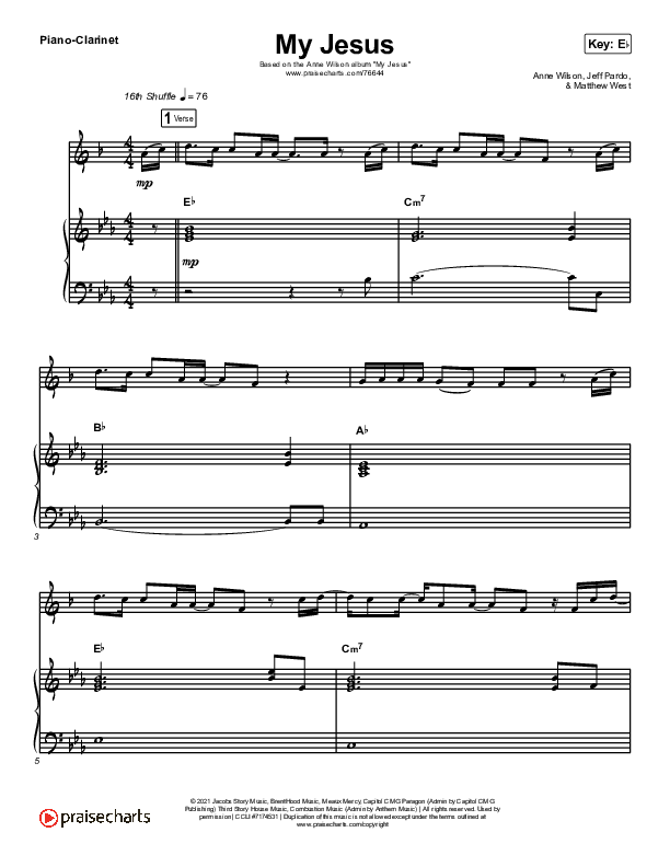 My Jesus (Instrument Solo) Clarinet & Piano (Anne Wilson)