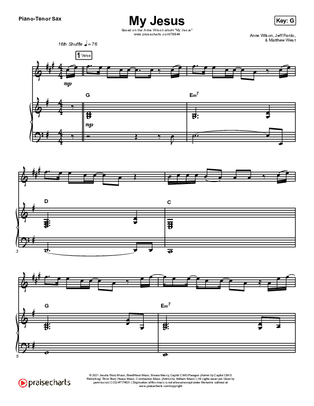 My Jesus (Instrument Solo) Tenor Sax & Piano (Anne Wilson)