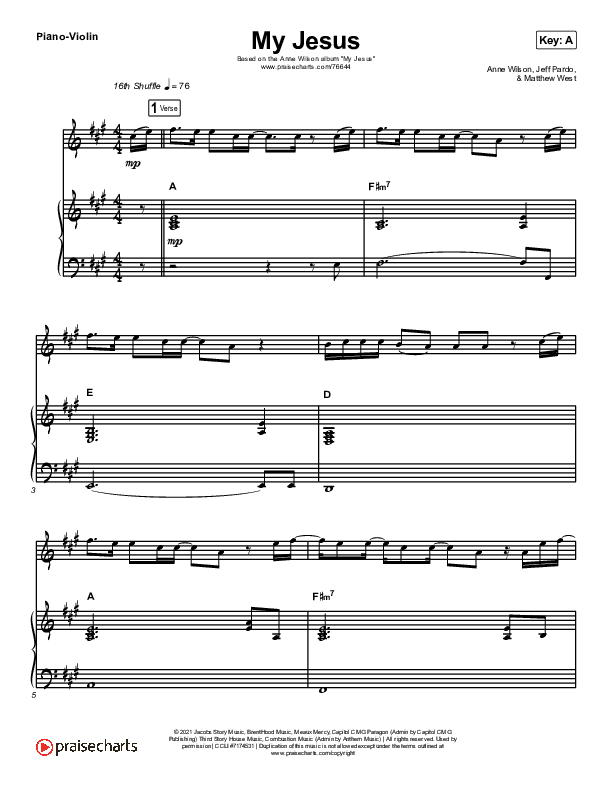 My Jesus (Instrument Solo) Piano/Violin (Anne Wilson)