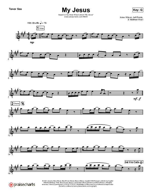 My Jesus (Instrument Solo) Tenor Sax Solo (Anne Wilson)