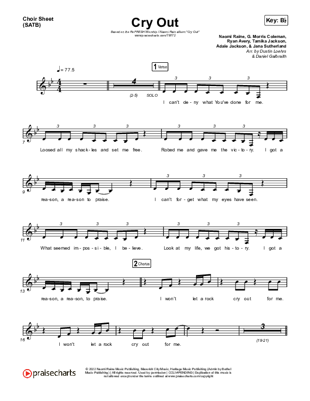 Cry Out Choir Vocals (SATB) (ReFRESH Worship / Naomi Raine)