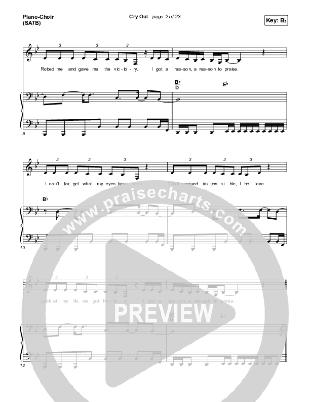 Cry Out Piano/Vocal Pack (ReFRESH Worship / Naomi Raine)