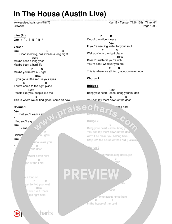 In The House (Austin Live) Chords & Lyrics (Crowder)