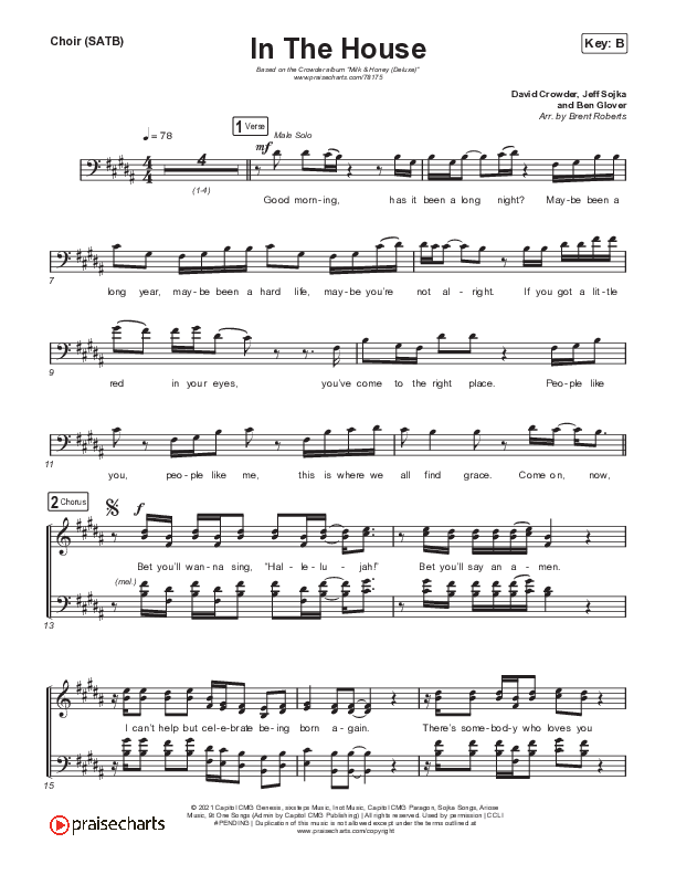 In The House (Austin Live) Choir Sheet (SATB) (Crowder)