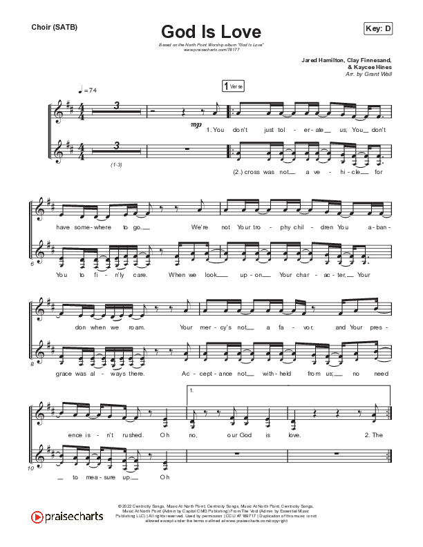 God Is Love (Live) Choir Sheet (SATB) (North Point Worship)