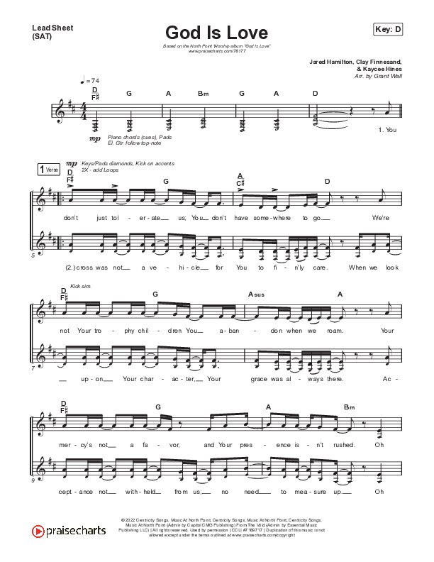 God Is Love (Live) Lead Sheet (SAT) (North Point Worship)