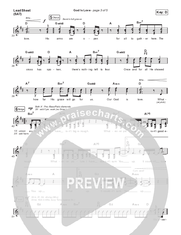 God Is Love (Live) Lead Sheet (SAT) (North Point Worship)