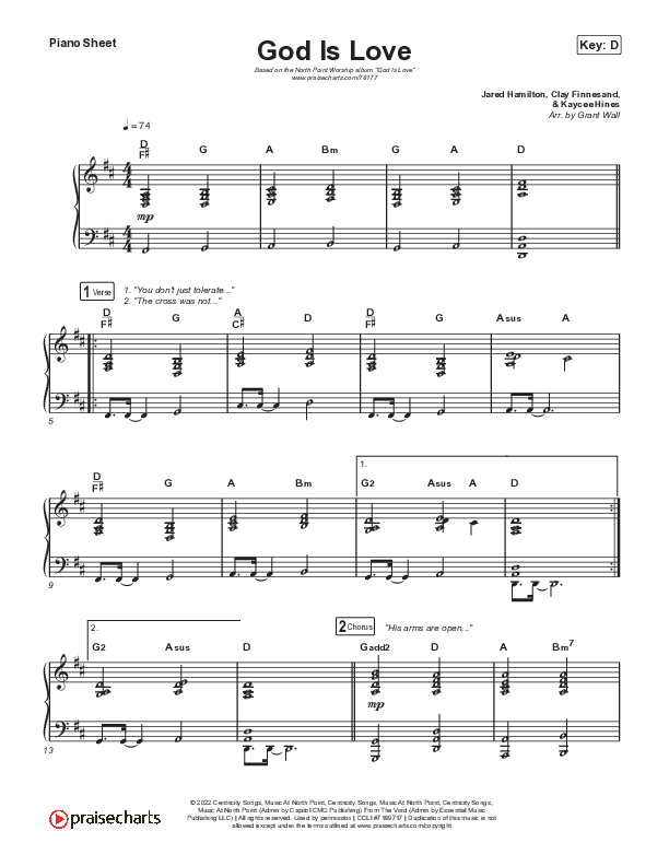 God Is Love (Live) Piano Sheet (North Point Worship)