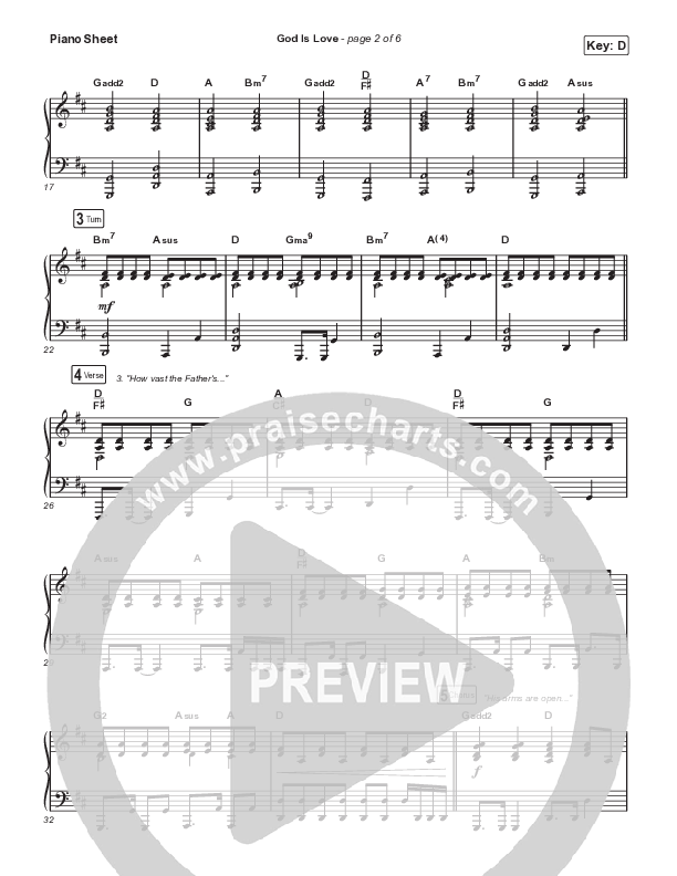 God Is Love (Live) Piano Sheet (North Point Worship)