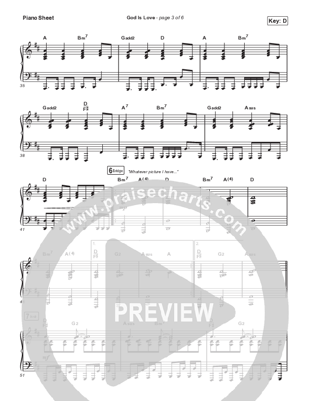 God Is Love (Live) Piano Sheet (North Point Worship)