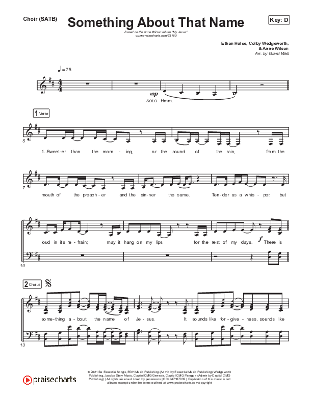 Something About That Name Choir Sheet (SATB) (Anne Wilson)