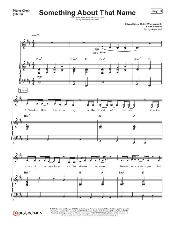 Something About That Name Piano/Vocal (SATB) (Anne Wilson)